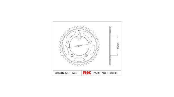 RK Kettenrad "6834" 530, Stahl, silber 41 Zähne