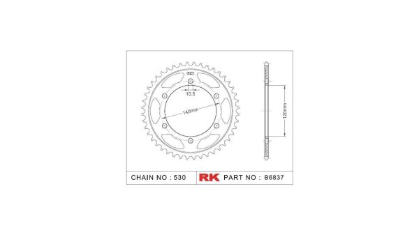 RK Kettenrad "6837" 530, Stahl, schwarz 38 Zähne