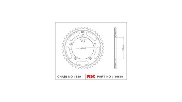 RK Kettenrad "6839" 530, Stahl, silber 40 Zähne