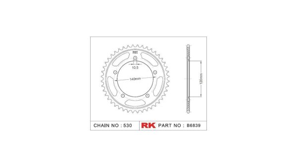 RK Kettenrad "6839" 530, Stahl, silber 42 Zähne