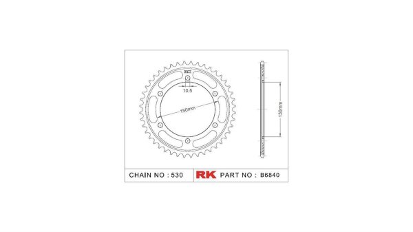 RK Kettenrad "6840" 530, Stahl, silber 38 Zähne