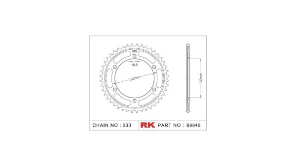 RK Kettenrad "6840" 530, Stahl, silber 40 Zähne