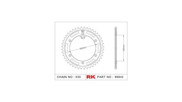 RK Kettenrad "6842" 530, Stahl, schwarz 44 Zähne