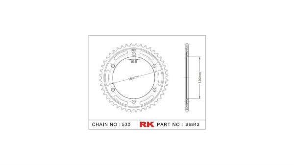 RK Kettenrad "6842" 530, Stahl, schwarz 45 Zähne