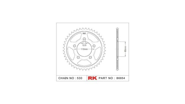 RK Kettenrad "6854" 530, Stahl, silber 41 Zähne