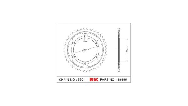 RK Kettenrad "6855" 530, Stahl, silber 39 Zähne