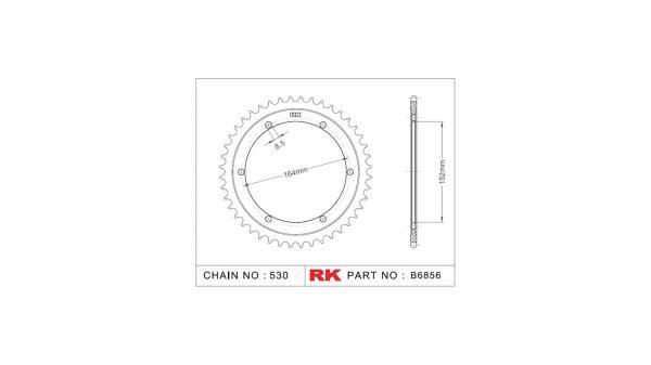 RK Kettenrad "6856" 530, Stahl, silber 42 Zähne