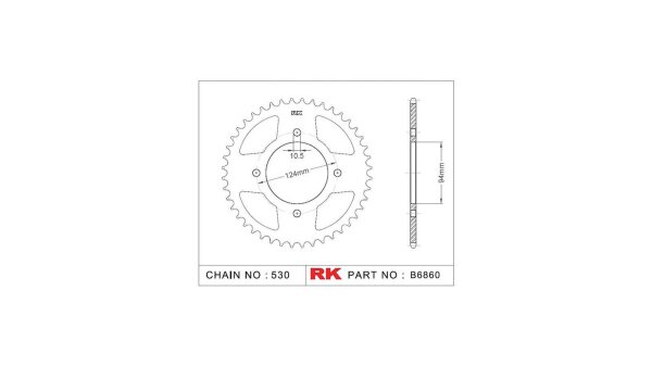 RK Kettenrad "6860" 530, Stahl, silber 34 Zähne