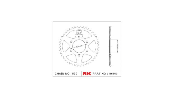 RK Kettenrad "6863" 530, Stahl, silber 42 Zähne