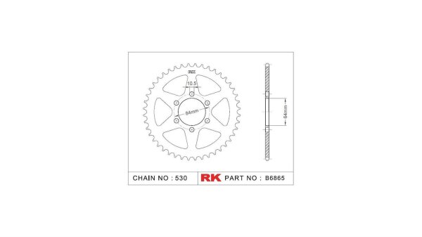 RK Kettenrad "6865" 530, Stahl, silber 45 Zähne