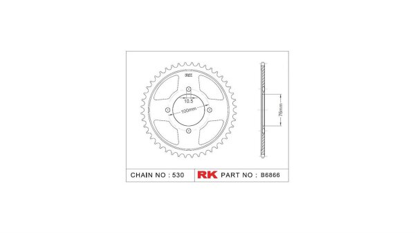 RK Kettenrad "6866" 530, Stahl, silber 40 Zähne