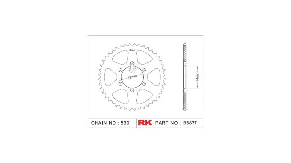 RK Kettenrad "6877" 530, Stahl, silber 45 Zähne