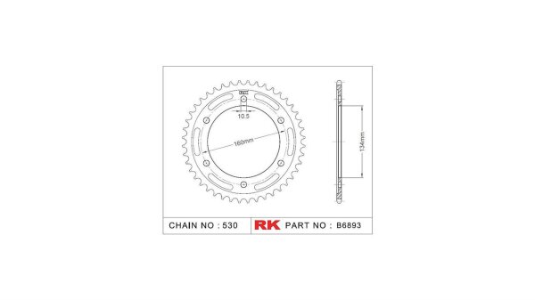 RK Kettenrad "6893" 530, Stahl, silber 40 Zähne