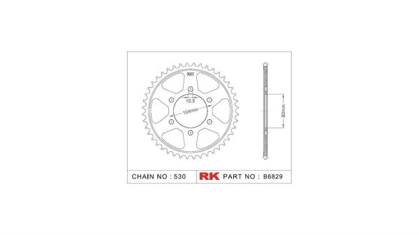 RK Kettenrad "6829" 530, Stahl, schwarz 46 Zähne