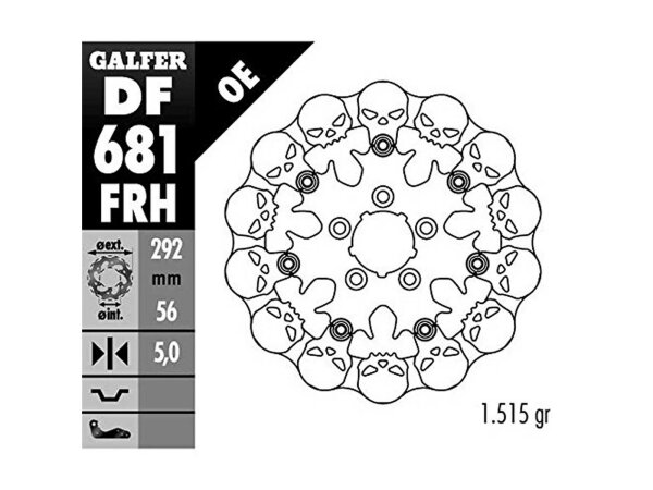 GALFER Bremsscheibe "DF681" Typ FRH - Skull, schwimmend, mit ABE