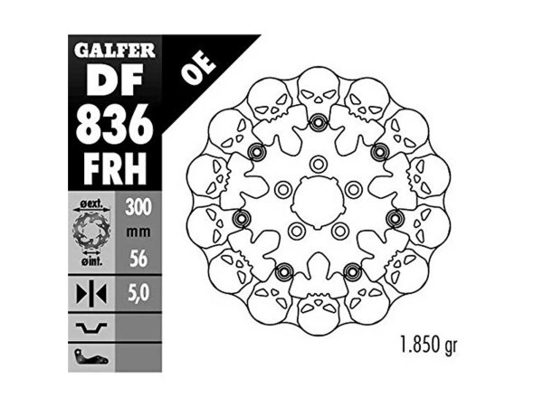 GALFER Bremsscheibe "DF836" Typ FRH - Skull, schwimmend, mit ABE