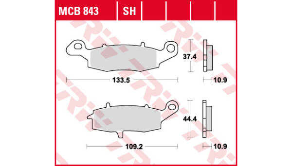 TRW Bremsbelag "MCB 843" Satz Typ Organisch Standard mit ABE