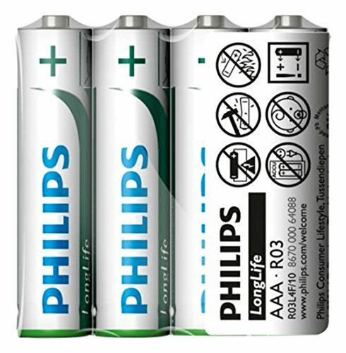 PHILIPS Batterie "Longlife" Zink-Kohle Batterie, S Micro (R03, AA