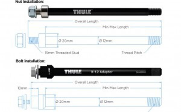 THULE Achsadapter Für Steckachse, ermögl Maxle, M12 x 1.75, 217 oder 219 mm, Befestigung per Sechskantmutter