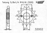 ESJOT Antriebsritzel "32002" 520, Stahl 14...