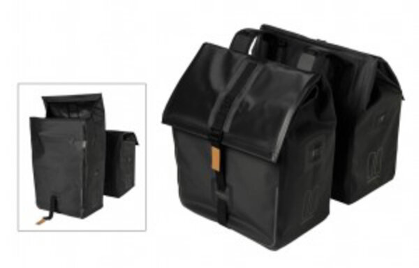 doppelpacktasche basil urban dry wasserdicht matt black 50 liter