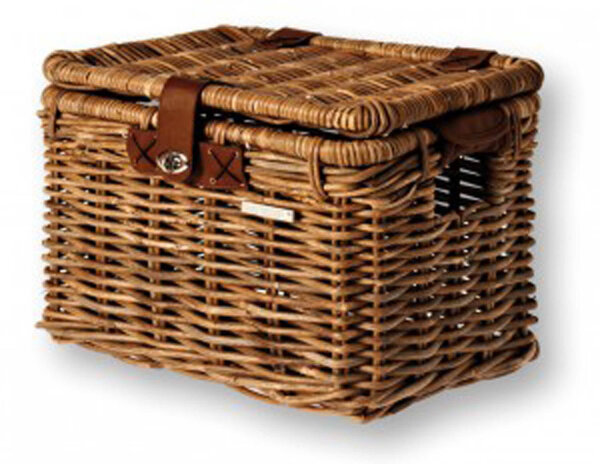 hinterrad-transportkorb basil denton 35x26x26cm, braun, rattan, grobmaschig