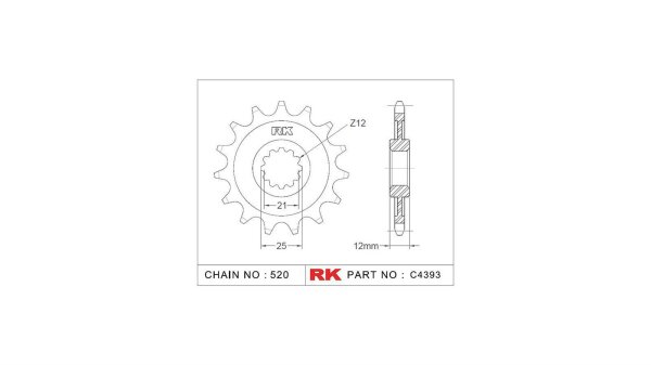 RK Antriebsritzel "4393" 520, Stahl 14 Zähne