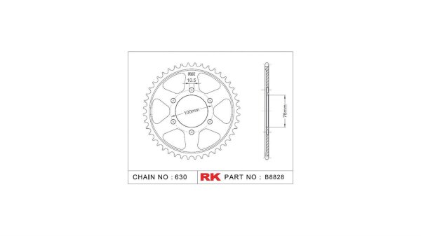 RK Kettenrad "8828" 630, Stahl 42 Zähne