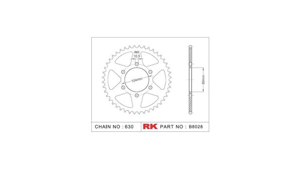 RK Kettenrad "8028" 630, Stahl 38 Zähne