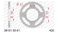 AFAM Kettenrad "38101" 420, Stahl, silbe 51...