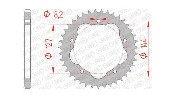 AFAM Kettenrad "50608" 525 Stahl, nur ve 41 Zähne, schwarz