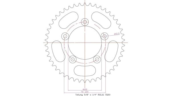 ESJOT Kettenrad "32152" 520, Stahl, schw 44 Zähne