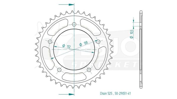 ESJOT Kettenrad "29051" 525, Stahl, schw 42 Zähne