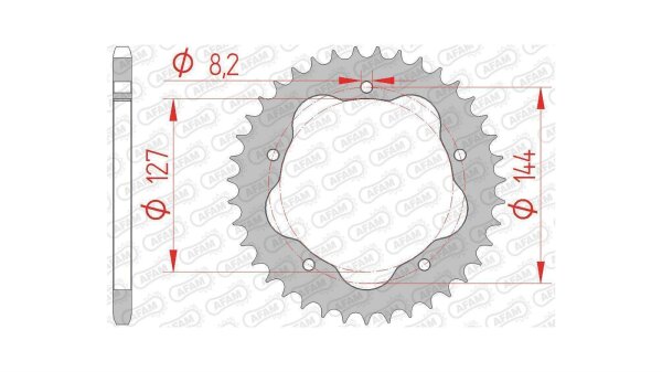 AFAM Kettenrad "50607" 520 Stahl, silber Nur verwe 38 Zähne