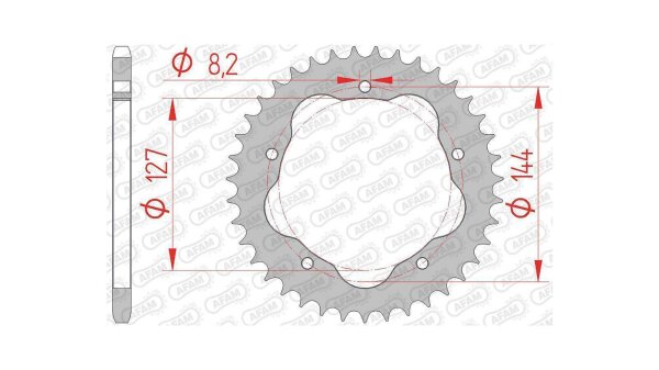 AFAM Kettenrad "50607" 520 Stahl, silber Nur verwe 39 Zähne