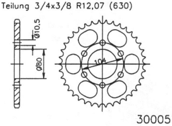 ESJOT Kettenrad "30005" 630, Stahl 34 Zähne, silber