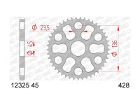 AFAM Kettenrad "12325" 428, Stahl, silbe 45...