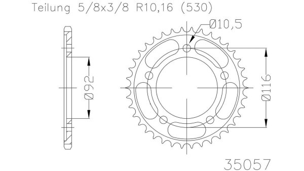 ESJOT Kettenrad "35057" 530, Stahl 42 Zähne