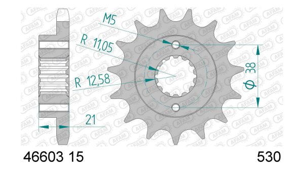 AFAM Antriebsritzel "46603" 530, Stahl 15 Zähne