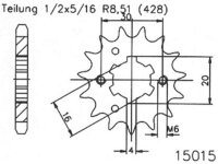 ESJOT Antriebsritzel "15015" 428, Stahl 16...