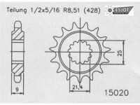 ESJOT Antriebsritzel "15020" 428, Stahl 19...