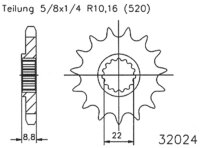 ESJOT Antriebsritzel "32024" 520, Stahl 11...