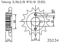 ESJOT Antriebsritzel "35034" 530, Stahl 15...