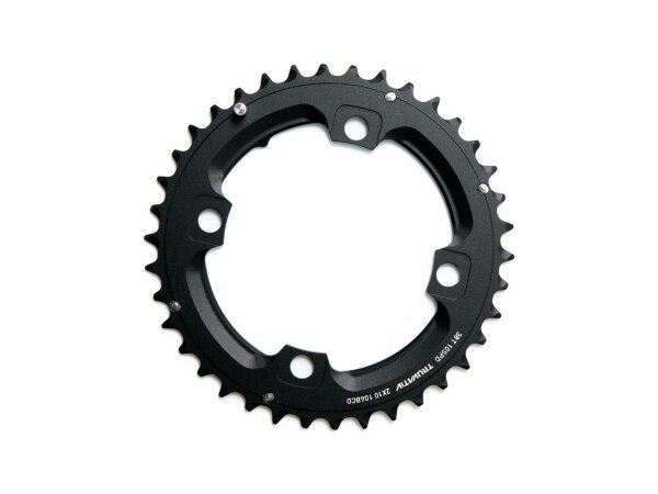 TRUVATIV Kettenblatt "MTB" 4-Arm, für 10 38 Zähne, 104 mm Lochkreis, Aluminium, schwarz, mit Bolzen, für Kurbel ohne Kettenschutzring