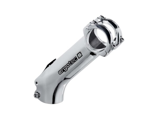 ERGOTEC Vorbau "High Charisma Ahead" SB- 130 mm lang, Winkel 45°, silber, eff. Länge: 95 mm, eff. Höhe: 105 mm, ca. 240 g