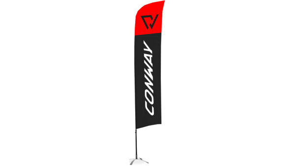 CONWAY Beachflag Mit X-Fuß, Wassersack u mittel: 75 x 300 cm, 3,9 m hoch