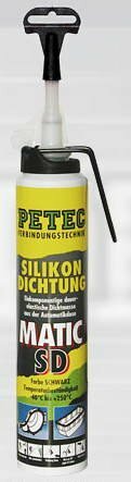 PETEC Dichtmasse Hochtemperatur Silikond "Matic", schwarz, temperaturbeständig von -40 bis +250 °C 200 ml Automatikdose