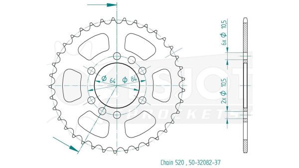 ESJOT Kettenrad "32082" 520, Stahl, schw 40 Zähne