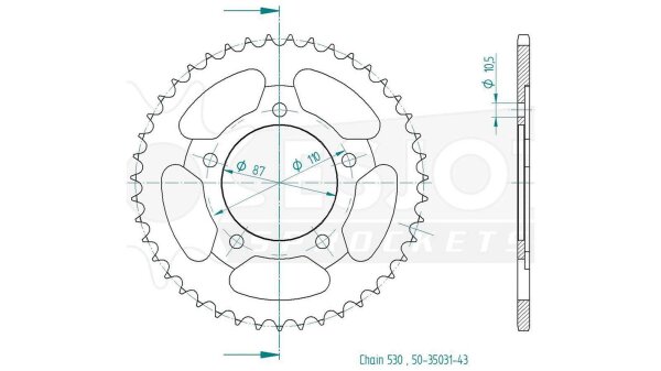 ESJOT Kettenrad "35031" 530, Stahl 48 Zähne