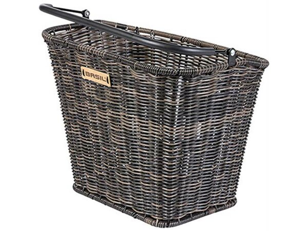 vorderrrad-korb basil bremen rattan look 27x35x29cm, braun, rattan, ohne halter